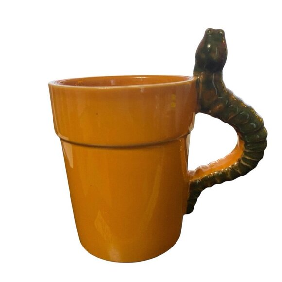 Cracker Barrel Ceramic Pottery Mug Planter Worm Handle Terra Cotta 4.5" x 3.75" - Picture 3 of 7